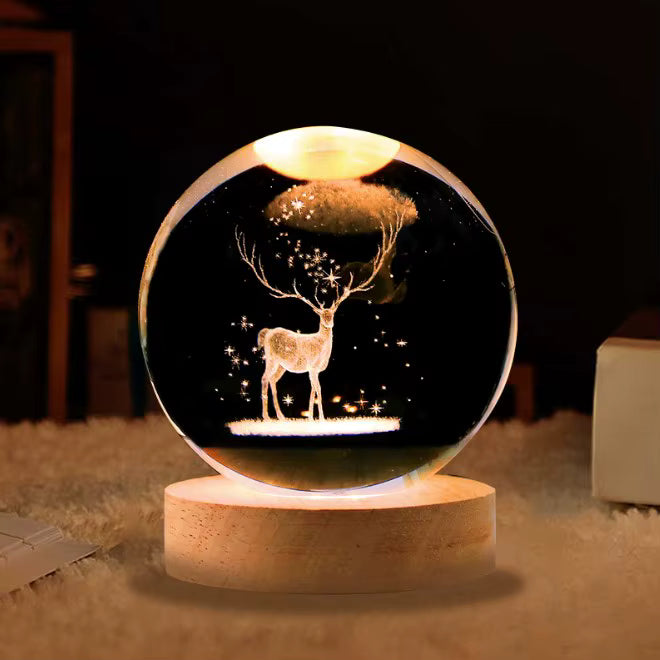 Custom Milky Way Galaxy 3D Laser Engraved Crystal Ball – Elk Souvenir Gift